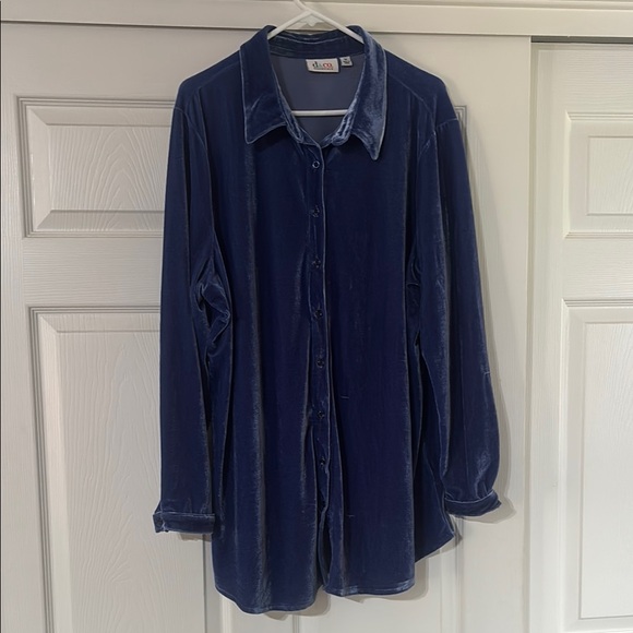Essentials Blue Velvet Blouse - Picture 1 of 5
